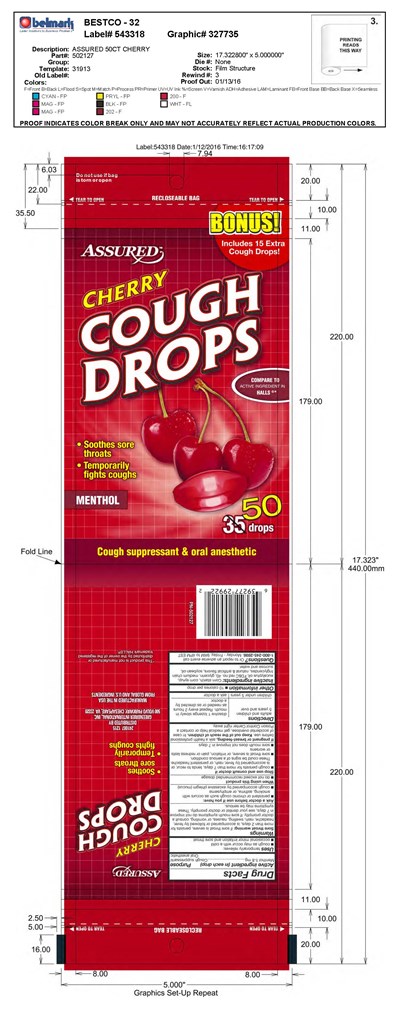Assured Cherry 50ct Cough Drops (Assured Cherry 50ct 502127 1 13 2016)
